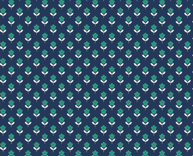 Tecido Floral Raspberry Flower Azul Marinho/Navy | Poppy