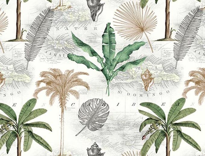 Tecido Jamaique Mapa Tropical