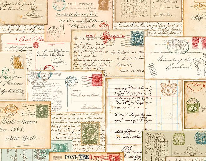 Tecido La Concorde Cartas Vintage