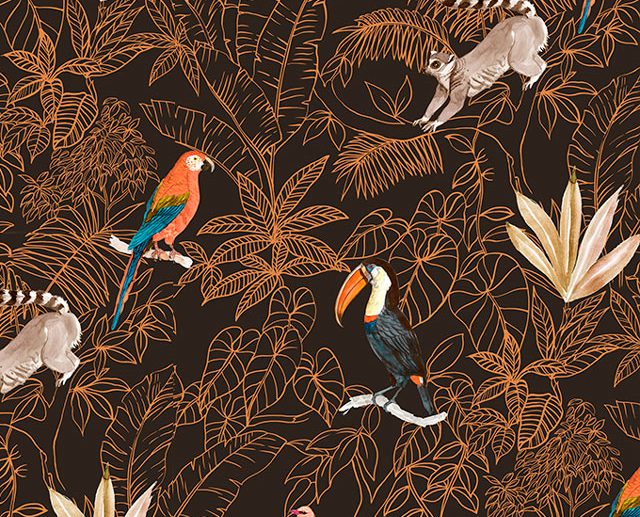 Tecido Lemurien Tropical Animal