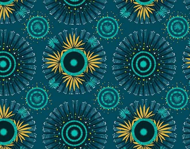 Tecido Mercury Mandalas Azul