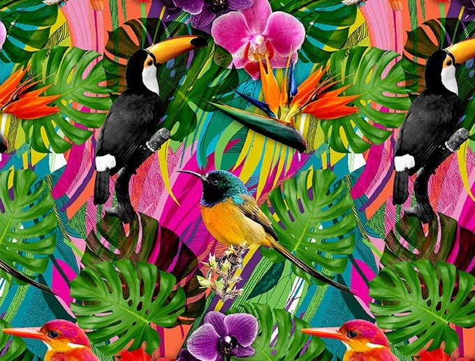 Tecido Shandong Tropical Multicor