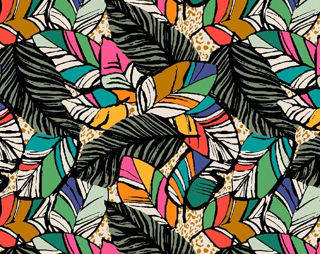 Tecido Sunfluo Folhas Tropicais