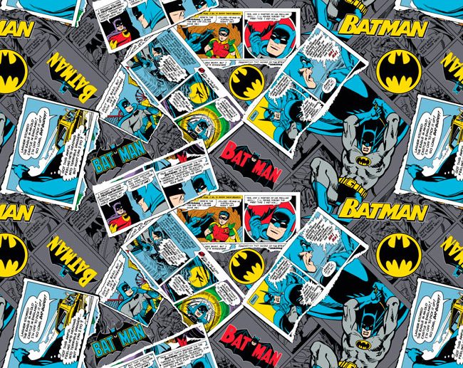 Tecido Super-Heróis DC Batman & Robin Comic Cinza
