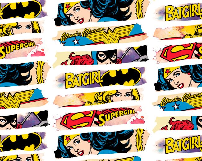 Tecido Super-Heróis DC Heroínas Brush Branco