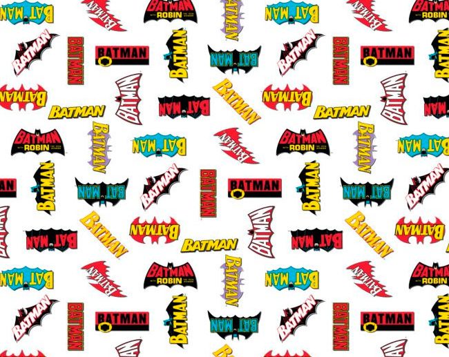 Tecido Super-Heróis DC Logos Batman Branco