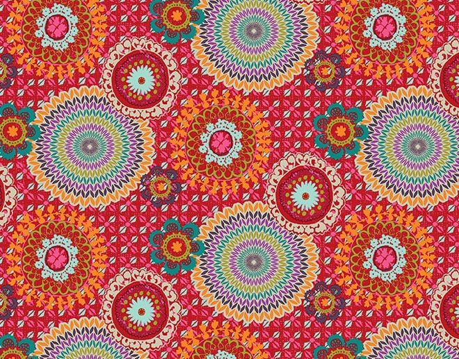 Tecido Tijuana Mandalas Cor Vermelho