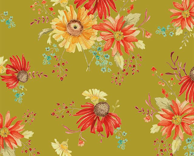 Tecido Adel in Autumn Main Floral Verde Azeitona | Riley Blake