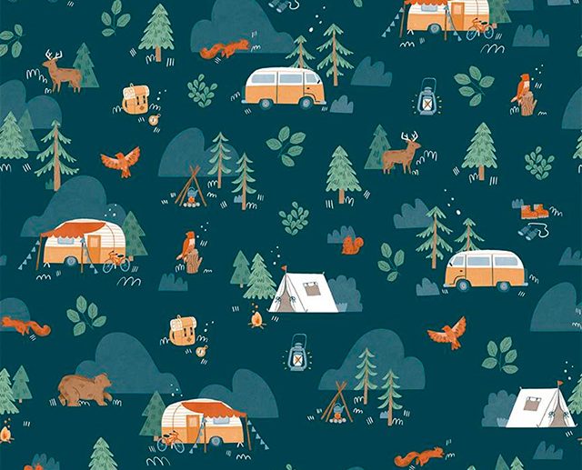 Tecido Camp Woodland Main Azul Marinho/Navy | Riley Blake
