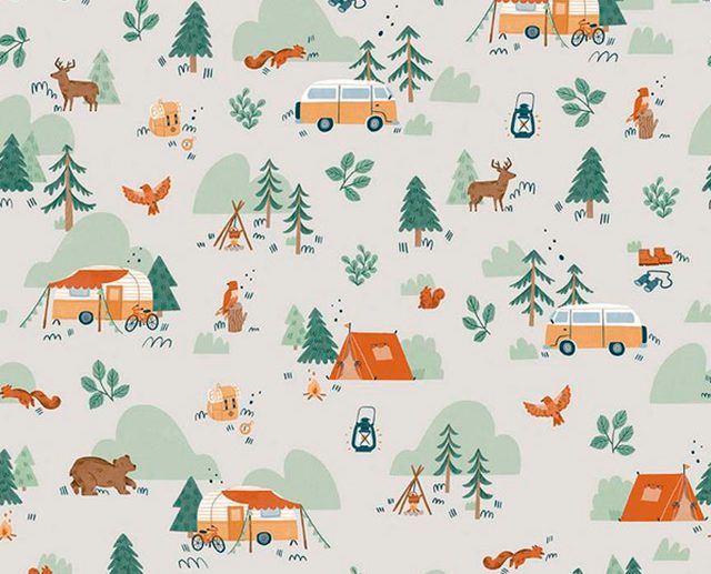 Tecido Camp Woodland Main Branco Sujo | Riley Blake