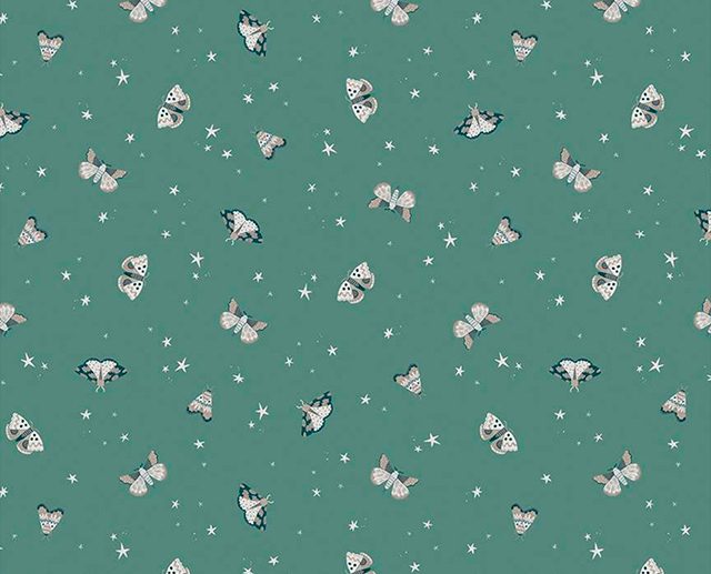 Tecido Camp Woodland Moths Verde Pinho | Riley Blake