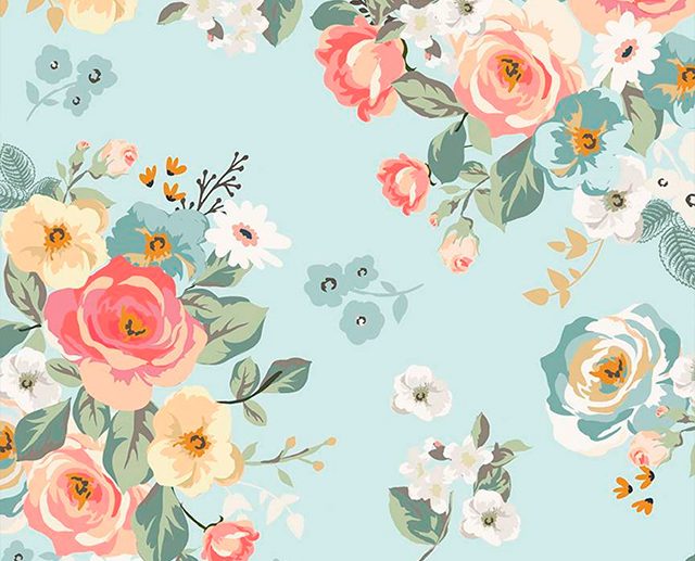 Tecido Riley Blake Gingham Gardens Floral Main Aqua | Riley Blake