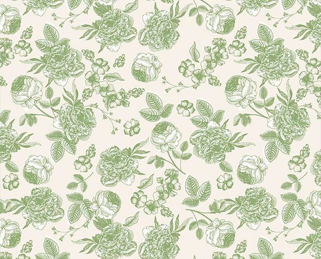 Tecido Gingham Gardens Lined Floral Verde | Riley Blake