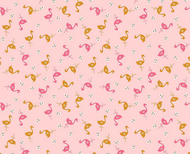 Tecido Stardust Flamingos Rosa Bebé Glitter Dourado Antigo | Riley Blake