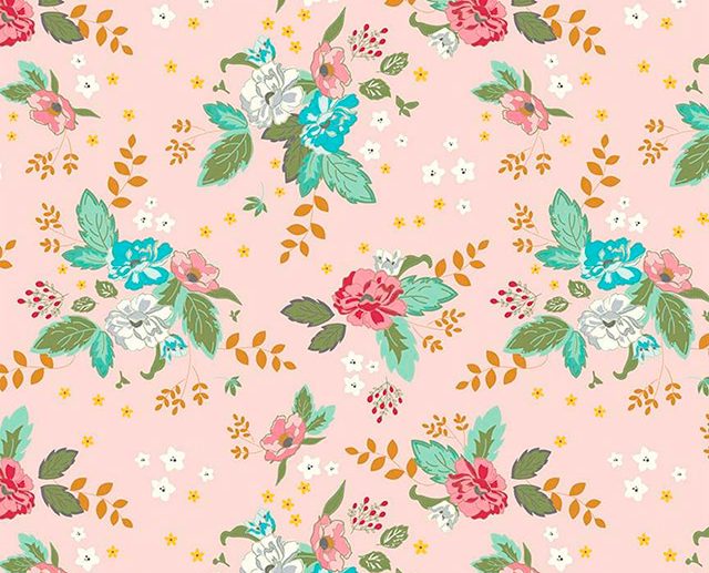Tecido Stardust Floral Main Rosa Bailarina Glitter Dourado Antigo | Riley Blake