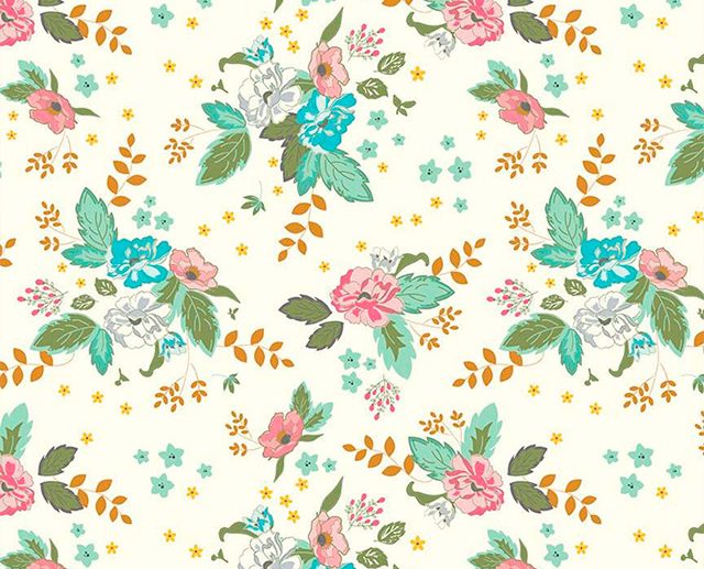 Tecido Stardust Floral Main Branco Vintage Glitter Dourado Antigo | Riley Blake