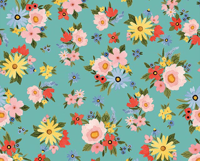 Tecido Beautiful Day Main Floral Mar Vidro | Riley Blake
