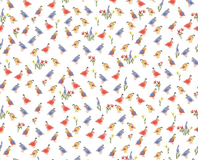 Tecido Beautiful Day Quail Passarinhos Branco | Riley Blake