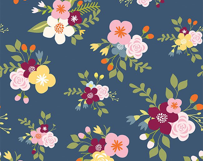 Tecido Bloom and Grow Main Principal Floral Azul Marinho/Navy | Riley Blake