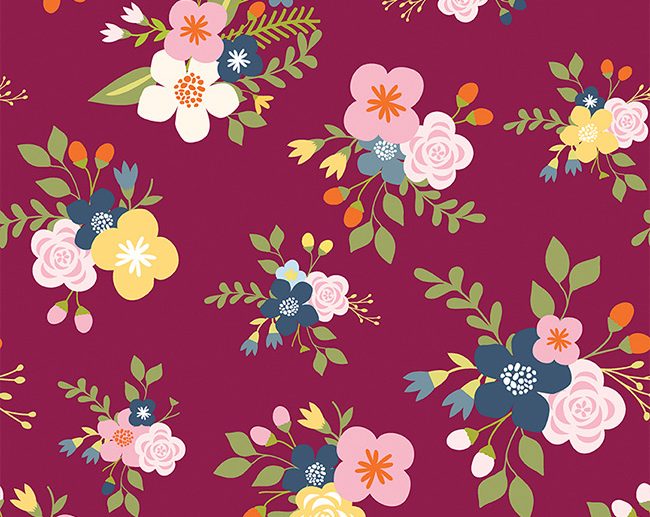 Tecido Bloom and Grow Main Principal Floral Burgundy | Riley Blake