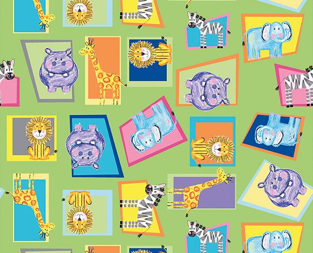 Tecido Colorful Friends Animais Verde Lima | Riley Blake