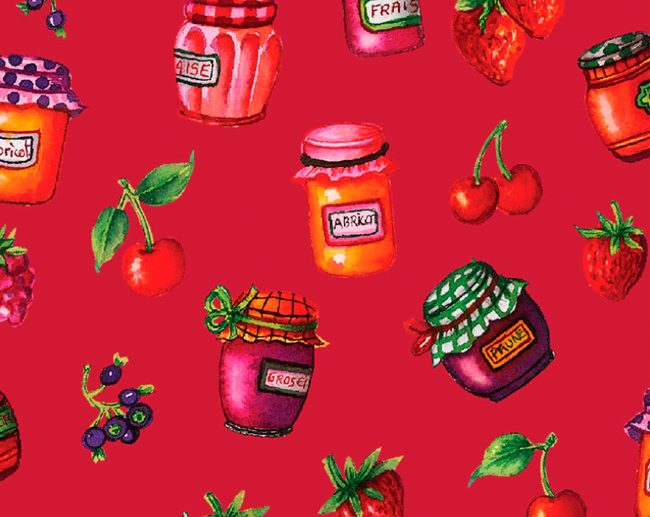 Tecido Confiture 2 Compotas Vermelho