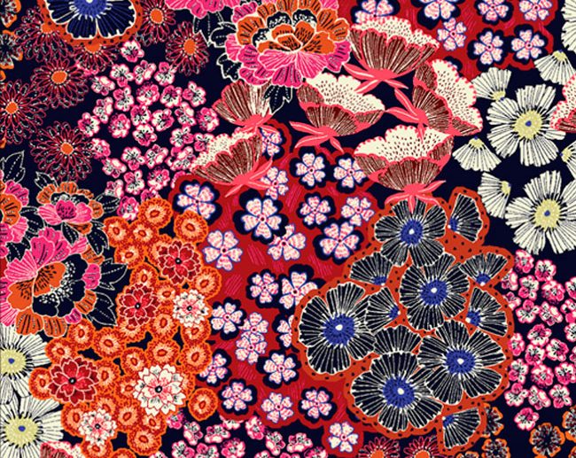 Tecido Dark Folk Floral Yvonne Multicor