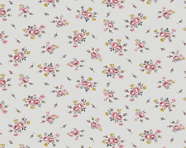 Tecido Exquisite Blooms Floral Cinza Glitter Dourado | Riley Blake