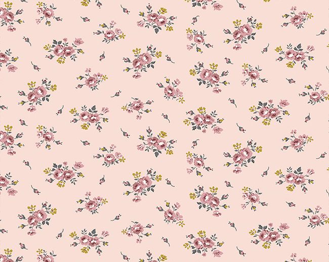 Tecido Exquisite Blooms Floral Rosa Blush Glitter Dourado | Riley Blake