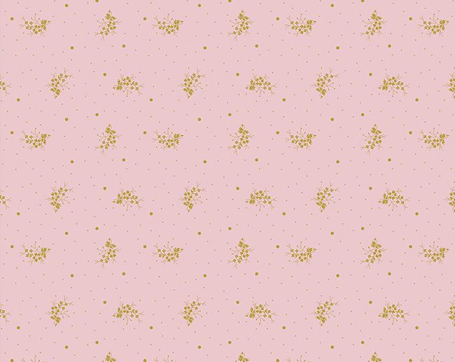Tecido Exquisite Bouquet Floral Rosa Glitter Rose Gold | Riley Blake