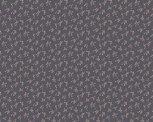 Tecido Exquisite Ditsy Floral Cinza Carvão Glitter Rose Gold | Riley Blake