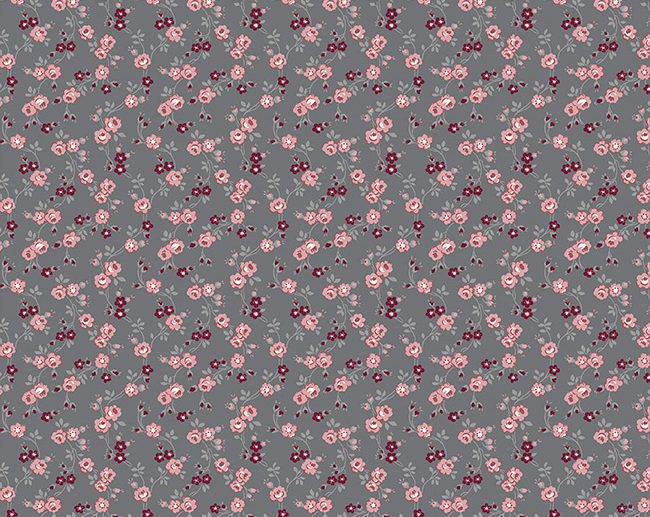 Tecido Exquisite Vines Floral Cinza Carvão | Riley Blake