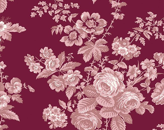 Tecido Exquisite Wide Floral Burgundy | Riley Blake