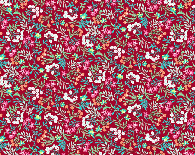 Tecido Floral Adely Vermelho