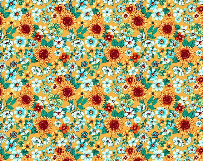 Tecido Floral Girassol Mostarda/Ocre