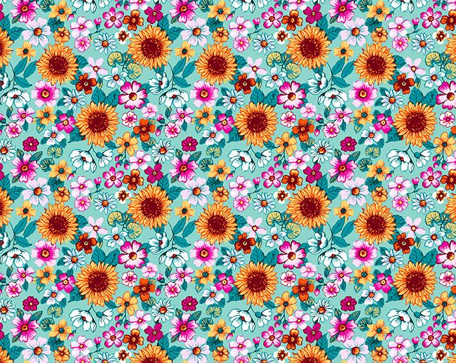 Tecido Floral Girassol Multicor