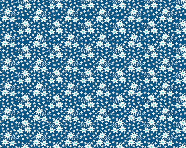 Tecido Floral Midinette Azul Marinho