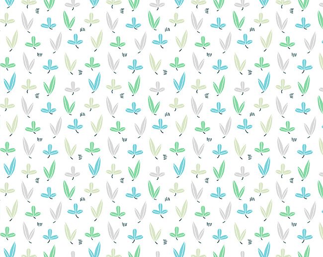 Tecido Folhas Azul Aqua & Branco
