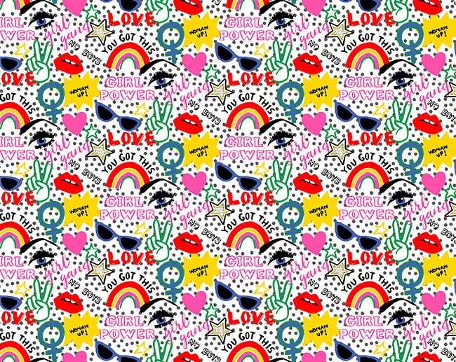 Tecido Girl Power Woman Up Bolinhas Multicor