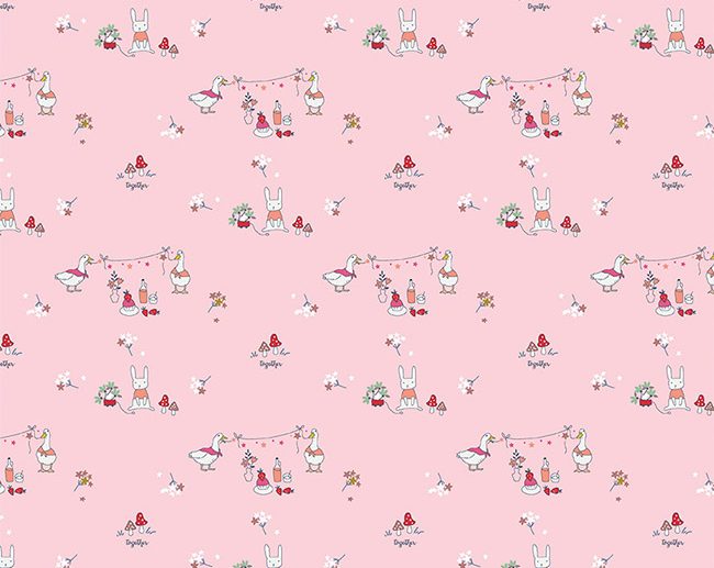 Tecido Hidden Cottage Animais Rosa | Riley Blake