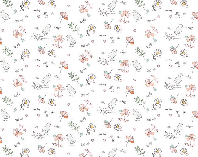 Tecido Hidden Cottage Pássaros Branco Vintage | Riley Blake