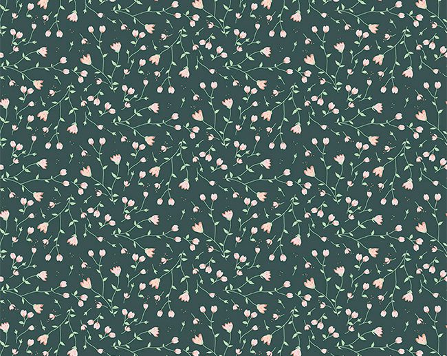Tecido Hidden Cottage Sundrops Floral Verde Floresta | Riley Blake