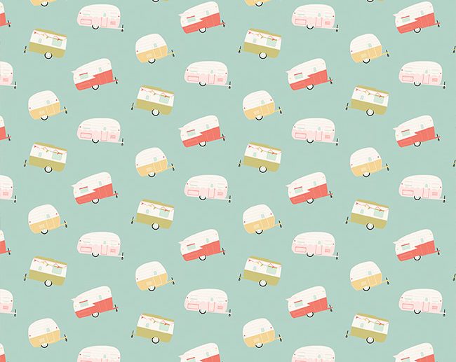Tecido Joy in the Journey Campers Caravana Menta | Riley Blake