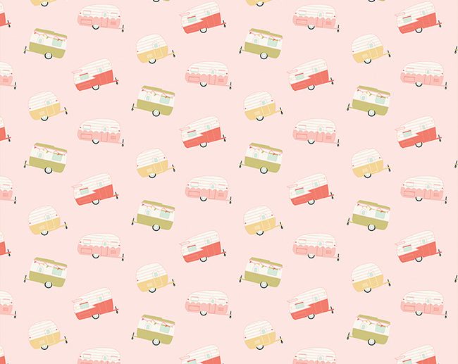 Tecido Joy in the Journey Campers Caravana Rosa | Riley Blake