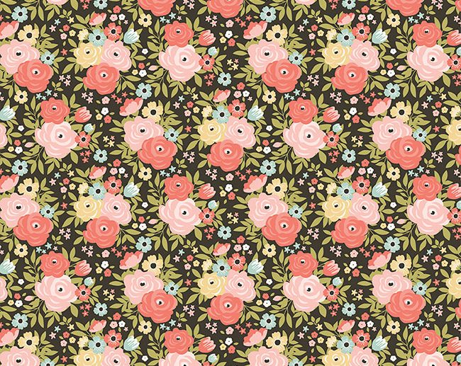 Tecido Joy in the Journey Floral Carvão | Riley Blake