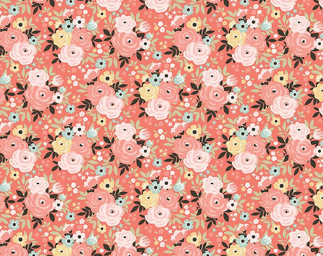 Tecido Joy in the Journey Floral Coral | Riley Blake