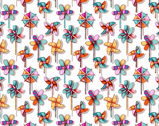 Tecido Moulin Moinhos de Vento Multicor