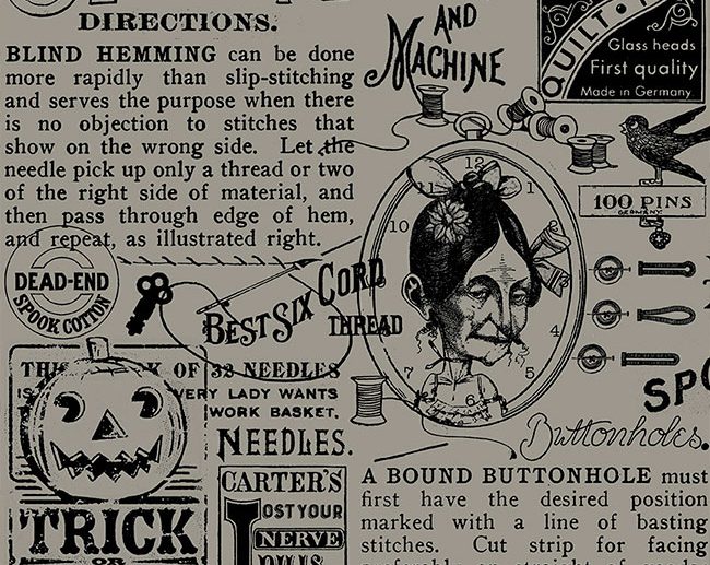 Tecido Old Made Text Jornal Vintage Cinza | Riley Blake