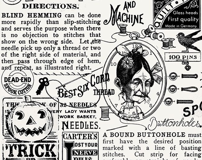 Tecido Old Made Text Jornal Vintage Branco | Riley Blake