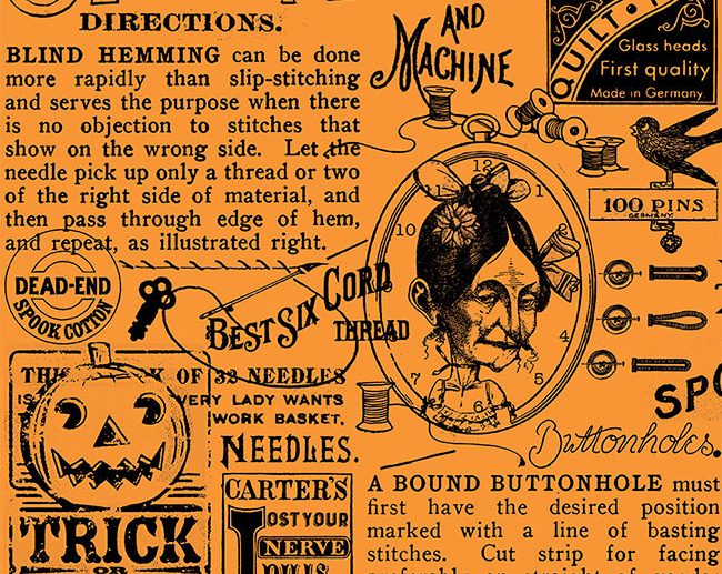 Tecido Old Made Text Jornal Vintage Laranja | Riley Blake